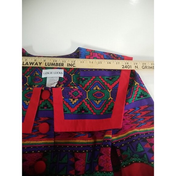Leslie Lucks Blouse Jacket M Vintage Southwest Aztec Collar Button Up READ - Picture 7 of 16